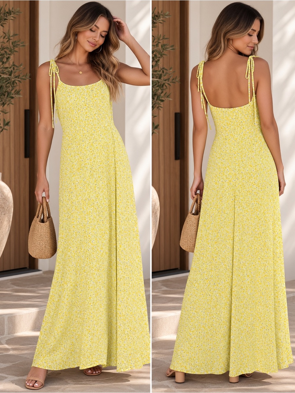 Aila Blue Yellow Floral Tie-Strap Maxi Dress
Summer dress